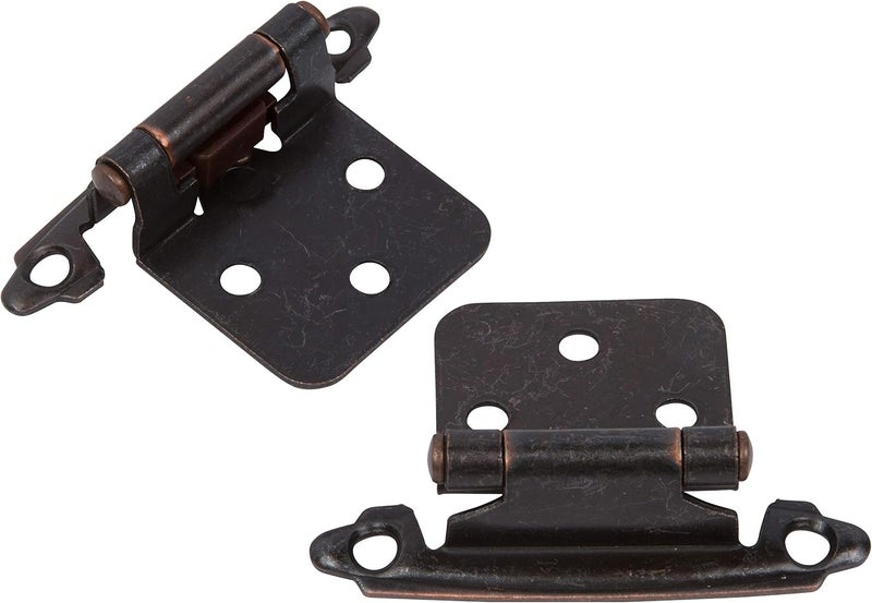 DecoBasics Oil Rubbed Bronze Cabinet Hinges for Kitchen Cabinets (25 Pair -50 Pcs) -1/2" Overlay (Variable) -Self Closing Kitchen Cabinet Hinges Flush Mount w/Silicon Bumpers & Upgraded Screws - Image 5