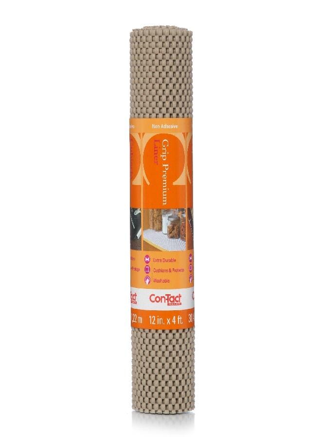 Con-Tact Con-Tact Brand Grip Premium Shelf Liner, Thick and Non-Adhesive Drawer Liner, Multi-Purpose and Easy to Use, 12" x 4', Taupe, Pack of 1  - Image 1