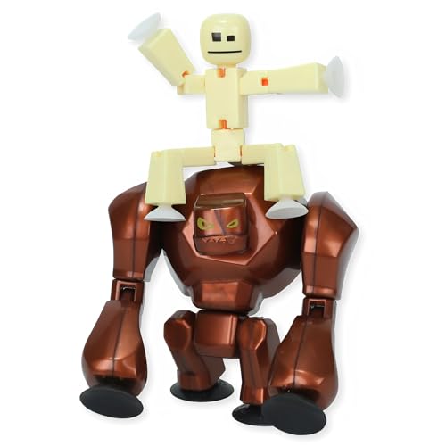 Zing StikBot Mega Monster StopMotion Animation Pack Exclusive Butter Yellow StikBot Bronze Gigantus Figure Creative Toy for Kids Age 4 - Image 1