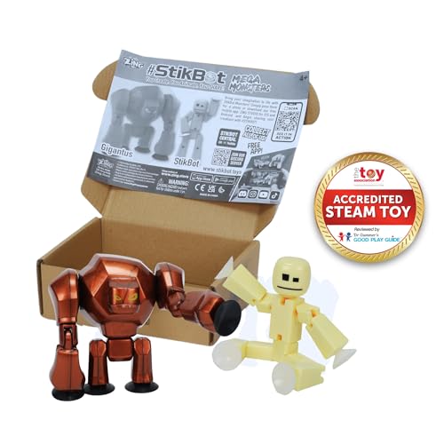 Zing StikBot Mega Monster StopMotion Animation Pack Exclusive Butter Yellow StikBot Bronze Gigantus Figure Creative Toy for Kids Age 4 - Image 5