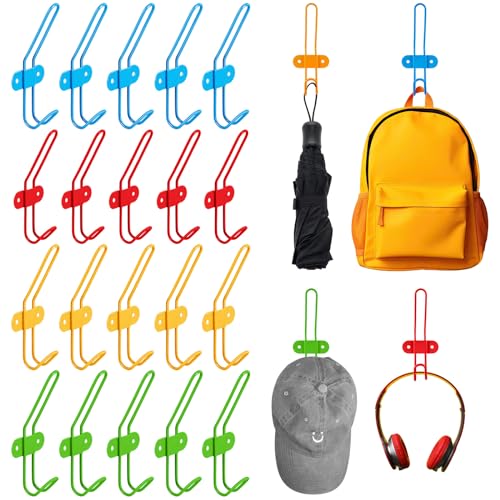 Yaocom 20 Pcs Wall Coat Hooks Colorful Wall Mounted Hanger Hooks Rack Hanging Backpack Holder for Jackets Clothes Towels Robes Umbrellas Hats Bedroom Bathroom - Image 1