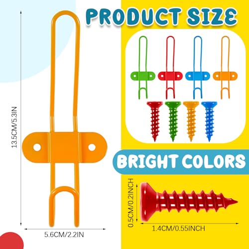 Yaocom 20 Pcs Wall Coat Hooks Colorful Wall Mounted Hanger Hooks Rack Hanging Backpack Holder for Jackets Clothes Towels Robes Umbrellas Hats Bedroom Bathroom - Image 3