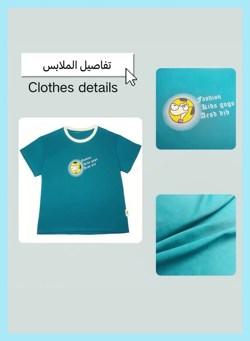 New 2025 summer Korean boys' short-sleeved T-shirts, round-neck with cute cartoon prints - Image 2