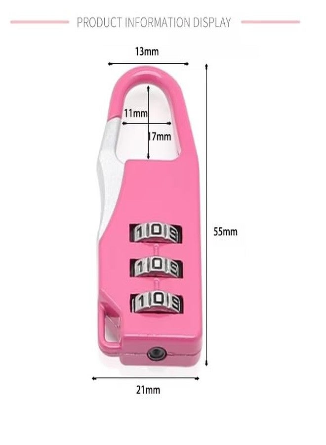 Moira Combination Padlock, Pink and Red, 3-Digit Lock, 55x21x13mm, Pack of 10, Lightweight Travel Luggage Security Locks - Image 3