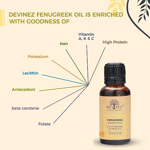 Devinez Fenugreek, Methi Cold Pressed Oil, 30ml in Glass Bottle, 100% Pure, Natural & Undiluted - For Massage, Hair Care, Dandruff, Hair Care, skin irritation, Acne reduction & Skin care - Image 5