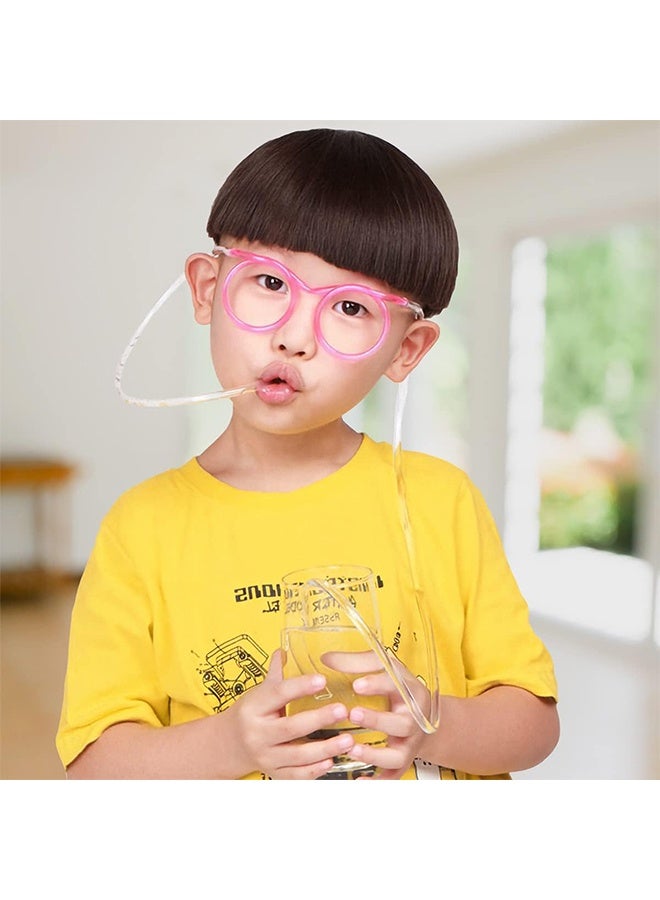 HY 5 Pcs Straws Glasses Plastic Fun Glasses Straw Covers Cap Reusable Straws for Kids Glasses Straws Drinking Adult Party Fun Straws for Eye Glasses Straw Tube Toy and Birthday Party Set  - Image 5