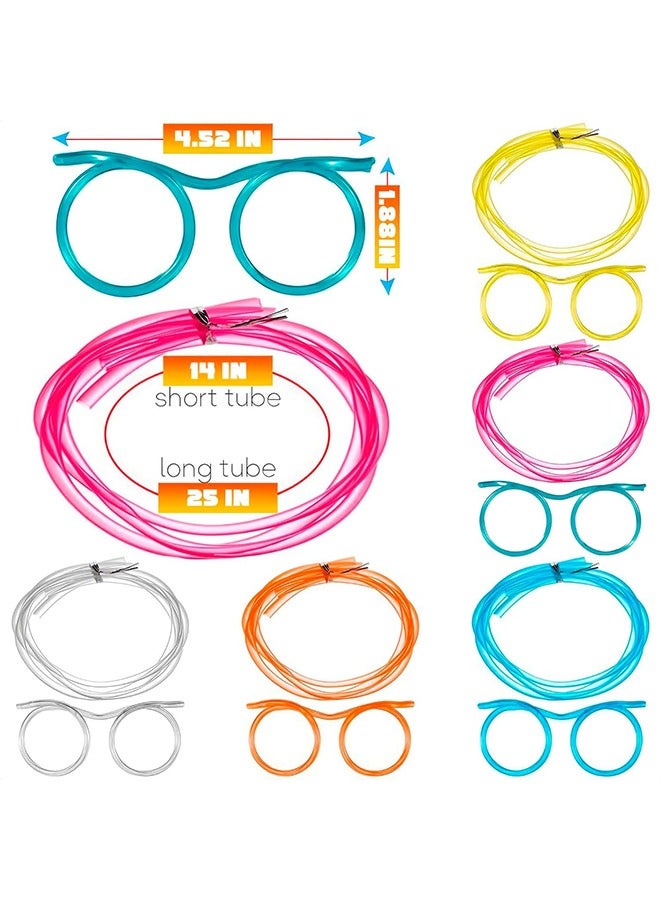 HY 5 Pcs Straws Glasses Plastic Fun Glasses Straw Covers Cap Reusable Straws for Kids Glasses Straws Drinking Adult Party Fun Straws for Eye Glasses Straw Tube Toy and Birthday Party Set  - Image 2
