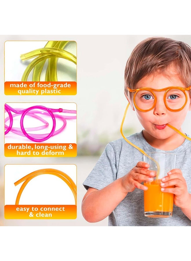 HY 5 Pcs Straws Glasses Plastic Fun Glasses Straw Covers Cap Reusable Straws for Kids Glasses Straws Drinking Adult Party Fun Straws for Eye Glasses Straw Tube Toy and Birthday Party Set  - Image 3