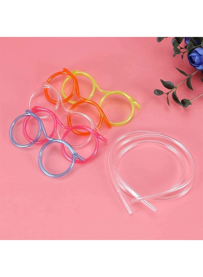 HY 5 Pcs Straws Glasses Plastic Fun Glasses Straw Covers Cap Reusable Straws for Kids Glasses Straws Drinking Adult Party Fun Straws for Eye Glasses Straw Tube Toy and Birthday Party Set  - Image 4
