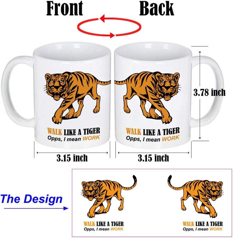 LOZACHE Tiger Mug, Cute Animal Ceramic Tea Cup Kawaii Mug Gift for Friends Colleagues Husband Wife Boss Co-workers (Tiger) - Image 2