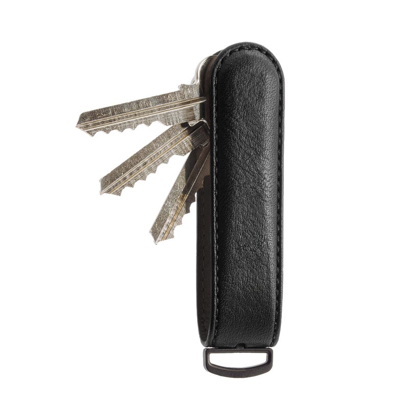 JIBBON Jibbon Italian Premium Leather Key Organizer - Stylish Key Holder with Marine Grade 316 Stainless Steel, Compact EDC Keychain, Accommodates Up To 9 Keys, Including Car Keys - (All Black)  - Image 1