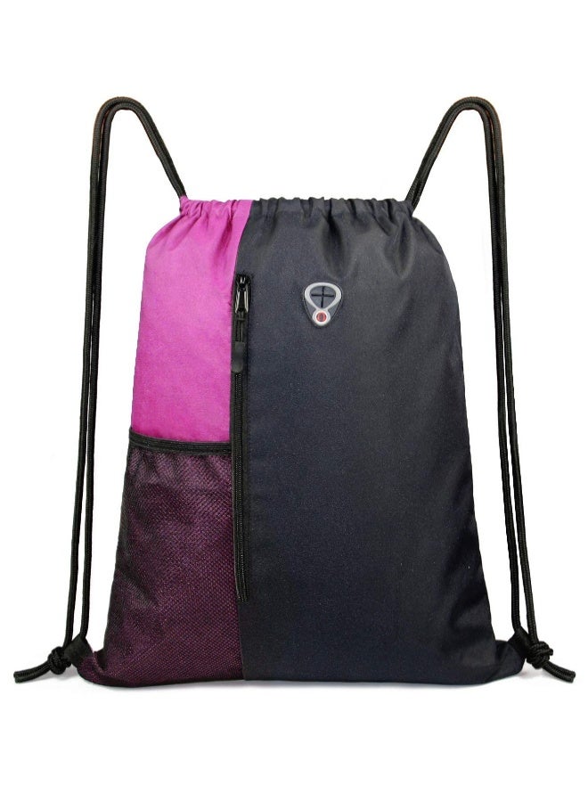 Drawstring Sackpack Bag, Gymsack Bag with Pocket Gym Sports Bag Outdoor Exercise Running Swimming Backpack Unisex - Image 1