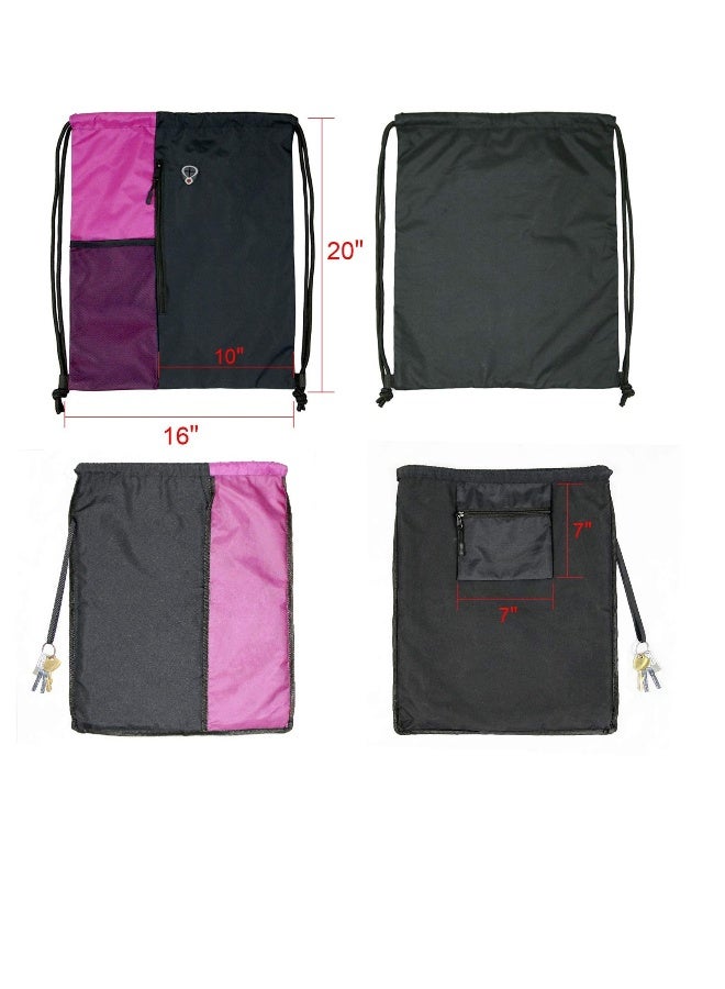 Drawstring Sackpack Bag, Gymsack Bag with Pocket Gym Sports Bag Outdoor Exercise Running Swimming Backpack Unisex - Image 2