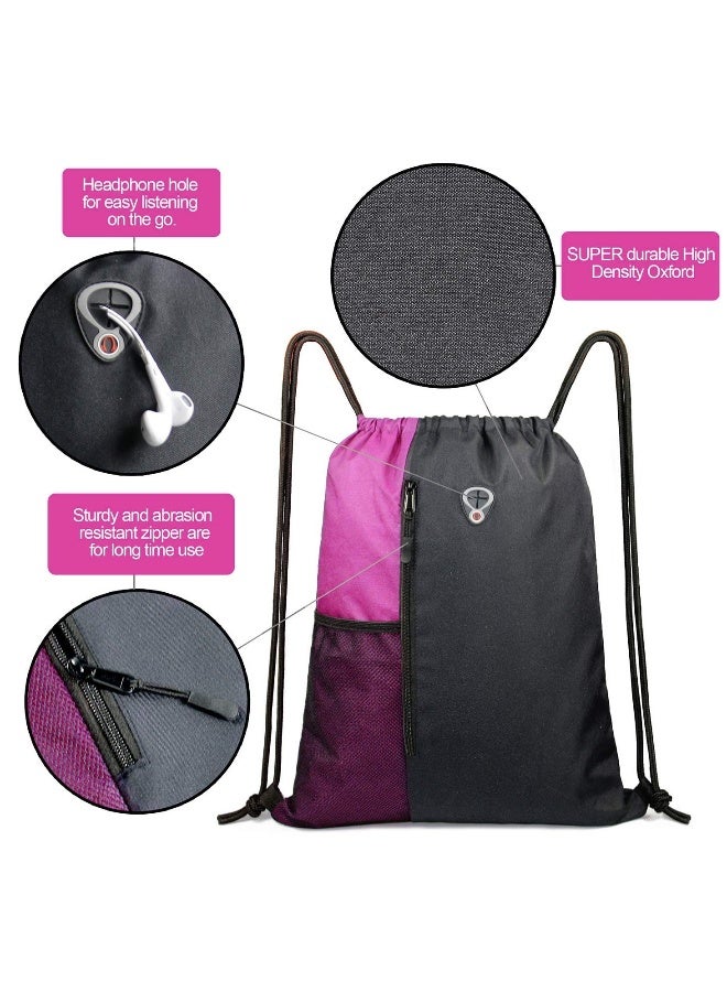 Drawstring Sackpack Bag, Gymsack Bag with Pocket Gym Sports Bag Outdoor Exercise Running Swimming Backpack Unisex - Image 4