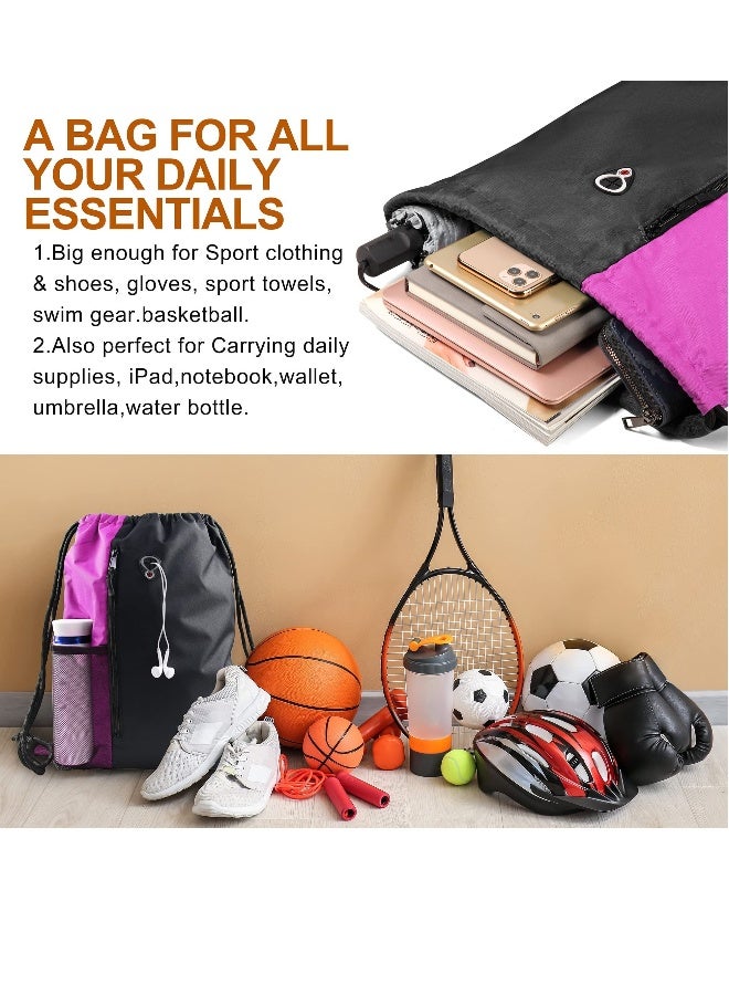 Drawstring Sackpack Bag, Gymsack Bag with Pocket Gym Sports Bag Outdoor Exercise Running Swimming Backpack Unisex - Image 3