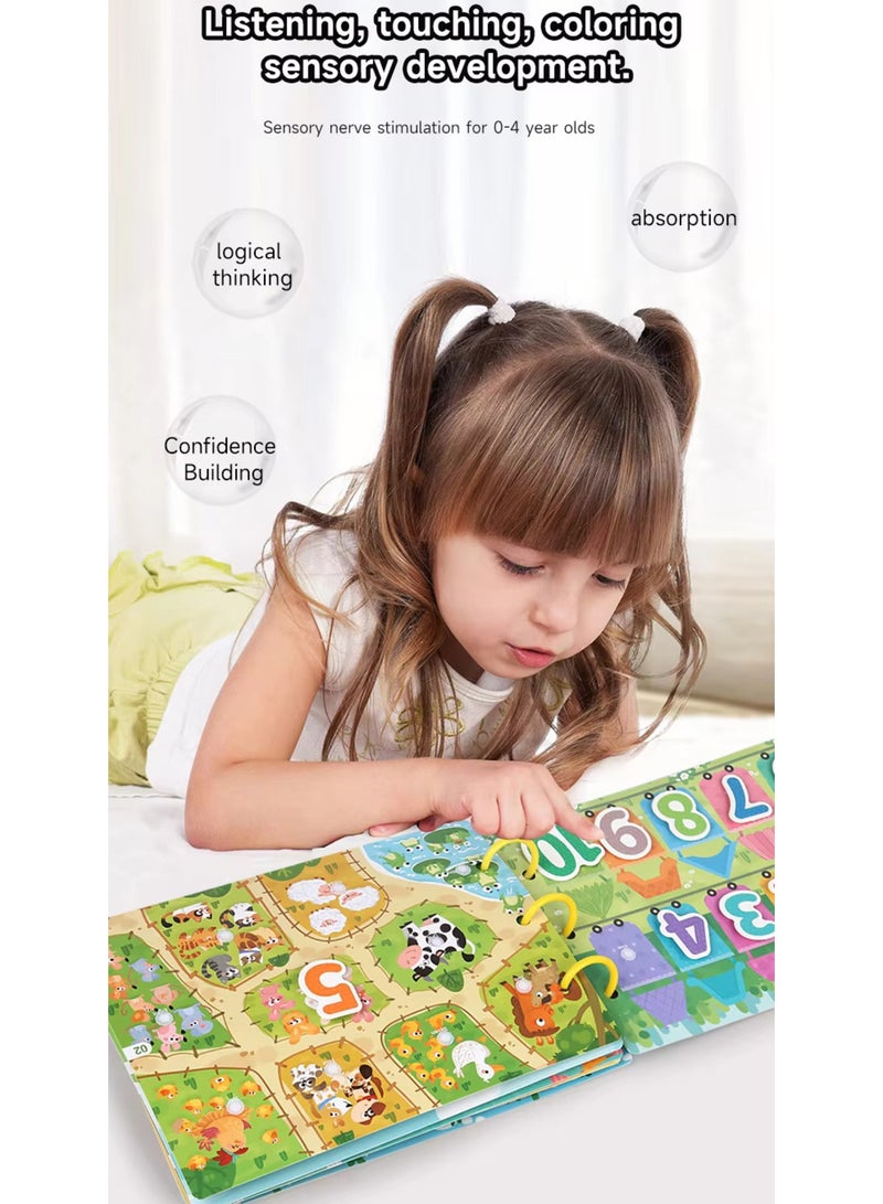 Early Children Educational Book for Children, Stickers Board, Animal & Numbers Matching, Verbal Awareness and Mastery of Words for Their General Knowledge, Preschool Educational Toy for Boys and Girls 1-5 Years - Image 4