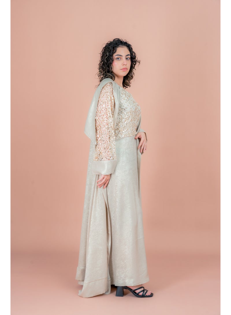 اكسا جلابية بتصميم عصري لامع - Image 3