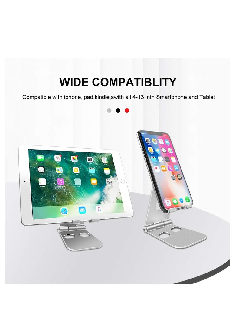 Adjustable Phone Holder, Desktop Mobile Phone Holder, Stand, Dock for Online and Video Courses for iPhone 12, SE 2020, 11 Pro, Samsung S10 S9, Tablet Stand Lightweight Portable Silver - Image 2