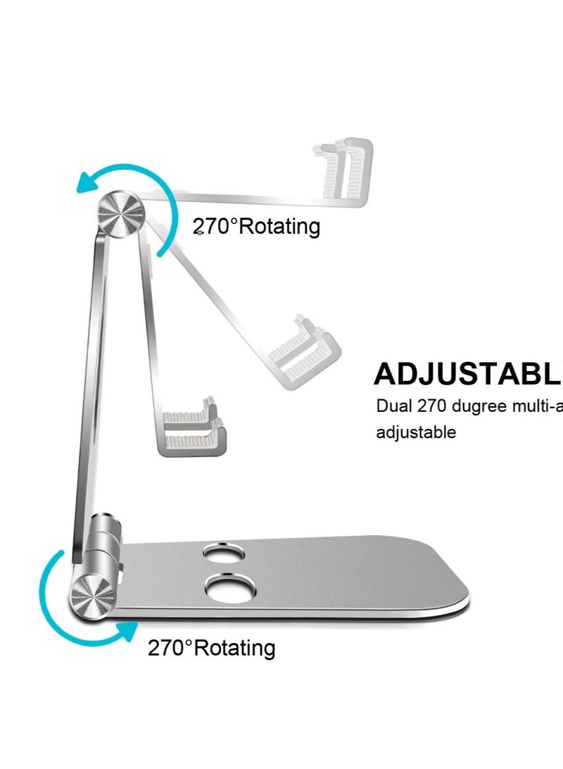 Adjustable Phone Holder, Desktop Mobile Phone Holder, Stand, Dock for Online and Video Courses for iPhone 12, SE 2020, 11 Pro, Samsung S10 S9, Tablet Stand Lightweight Portable Silver - Image 3