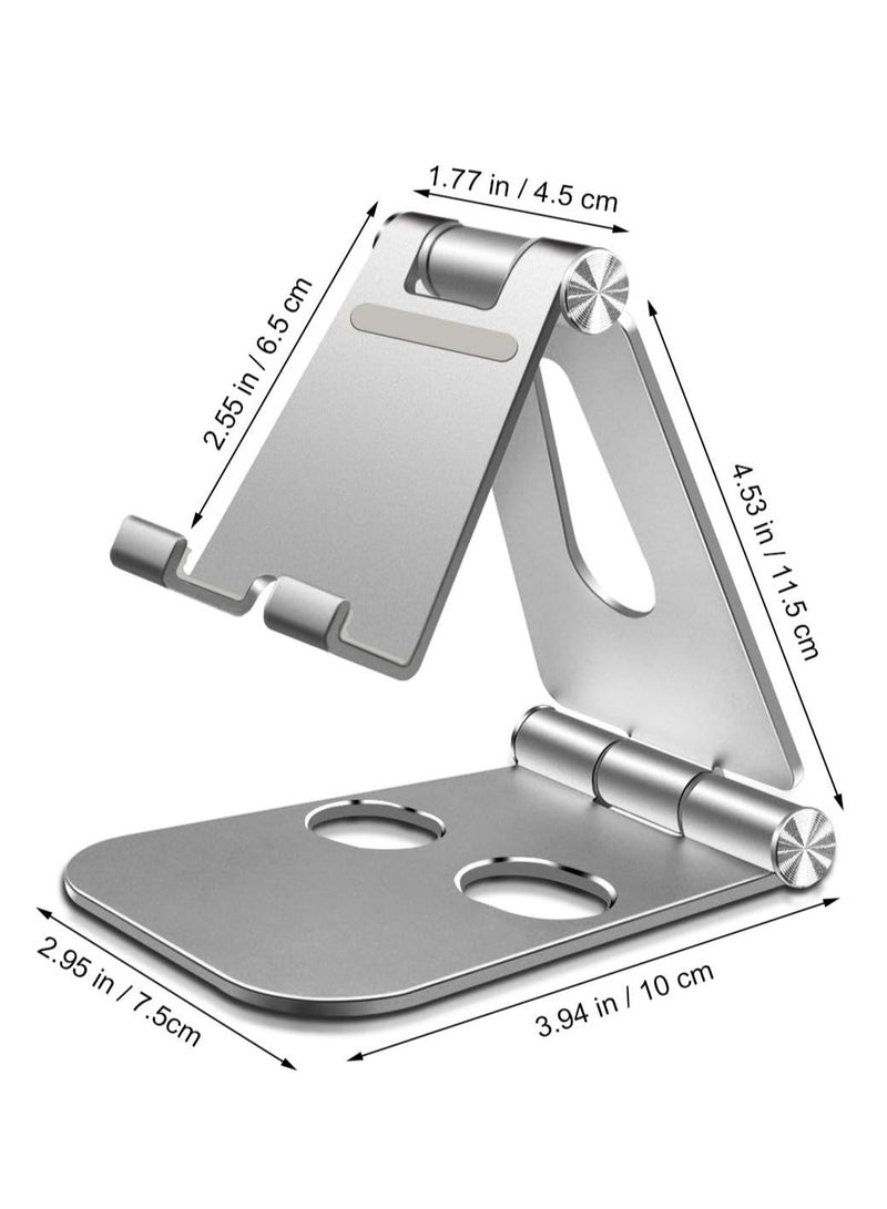 Adjustable Phone Holder, Desktop Mobile Phone Holder, Stand, Dock for Online and Video Courses for iPhone 12, SE 2020, 11 Pro, Samsung S10 S9, Tablet Stand Lightweight Portable Silver - Image 1