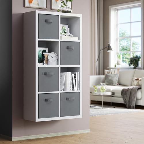 Royexe Set of 8 Foldable Fabric Storage Cube Bins | Collapsible Cloth Organizer Baskets Containers | Folding Nursery Closet Drawer | Features Dual Handles | Beautiful Colors Available (Solid Grey) - Image 3