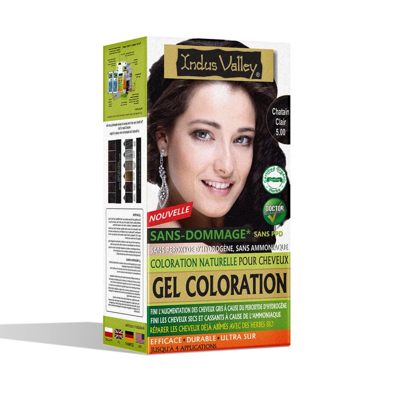 Indus Valley لون شعر جل عضوي طبيعي من وادي الهند | خالي من الأمونيا، نباتي وخالي من القسوة | تغطية تصل إلى 100% للشيب، نتائج طويلة الأمد | بني فاتح 5.0 (20 جرام + 200 مل) - Image 1