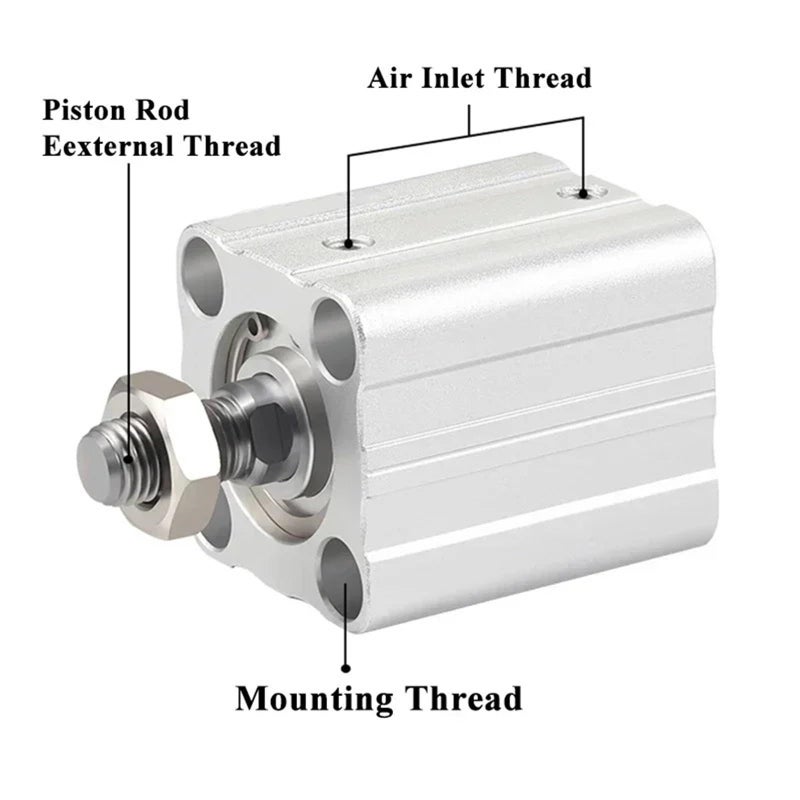 ACQ40 Compact Pneumatic Thin Cylinder Piston Stroke 15mm Air Double Acting External Thread - Image 3