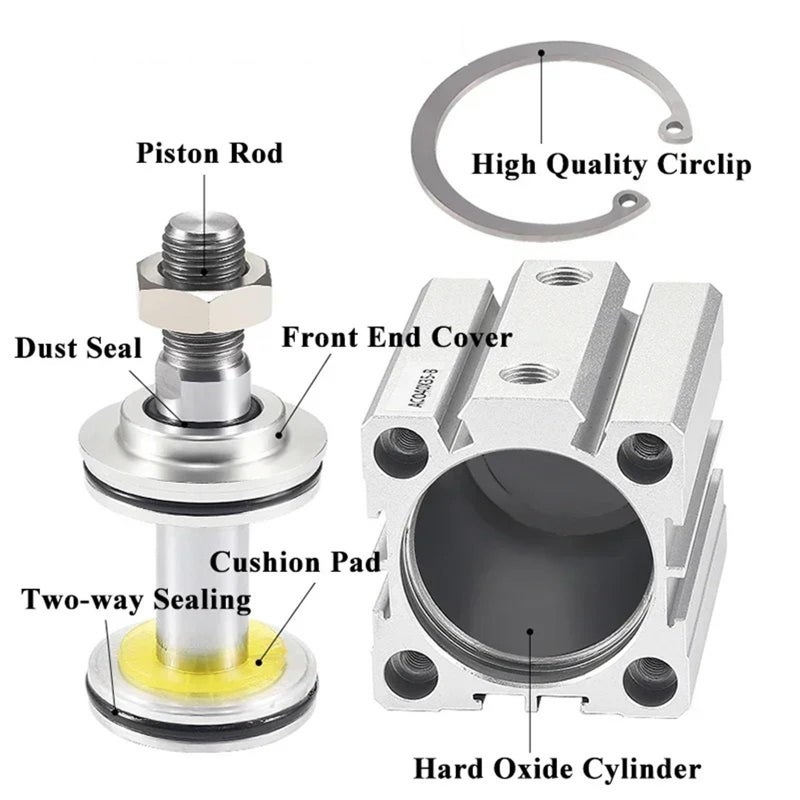 ACQ40 Compact Pneumatic Thin Cylinder Piston Stroke 15mm Air Double Acting External Thread - Image 4
