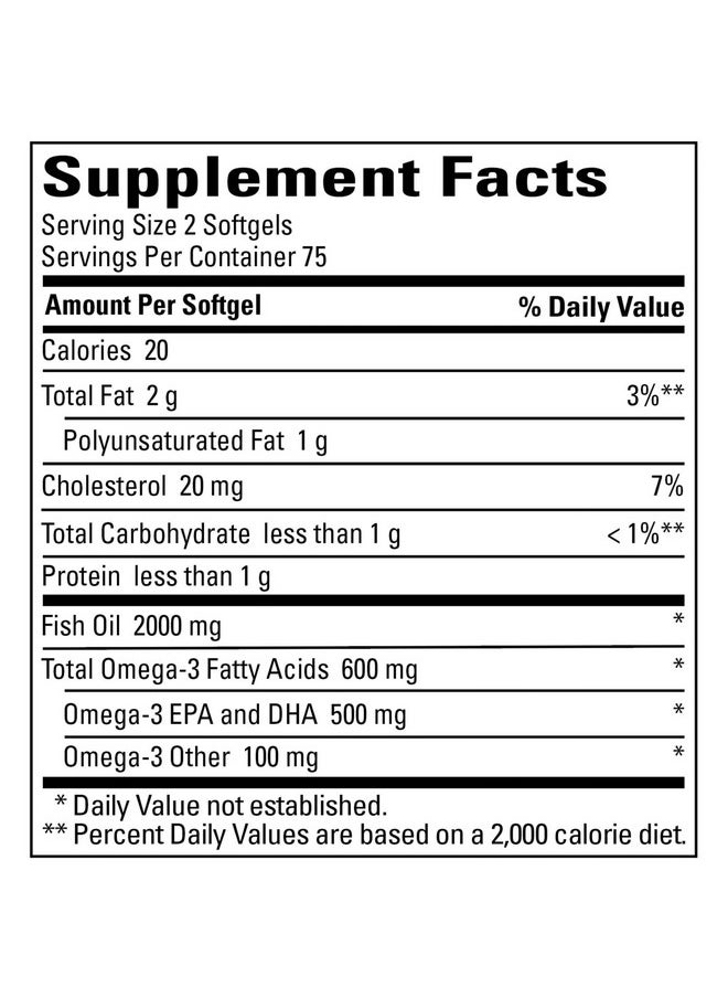 Nature Made - Burp Less Fish Oil 1000 Mg Softgels Omega 3 Fish Oil For Healthy Heart Support Omega 3 Supplement With 150 Softgels 75 Day Supply - Image 1