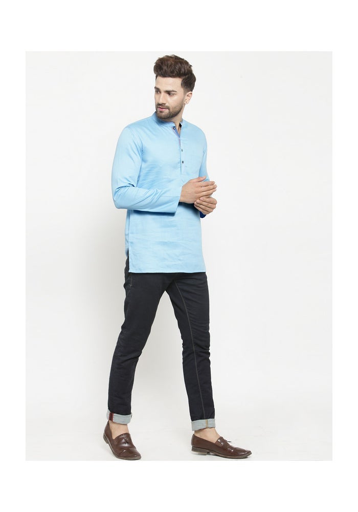 ARCHATTIRE Men's Sky Blue Full Sleeve Kurta for Men - Image 4