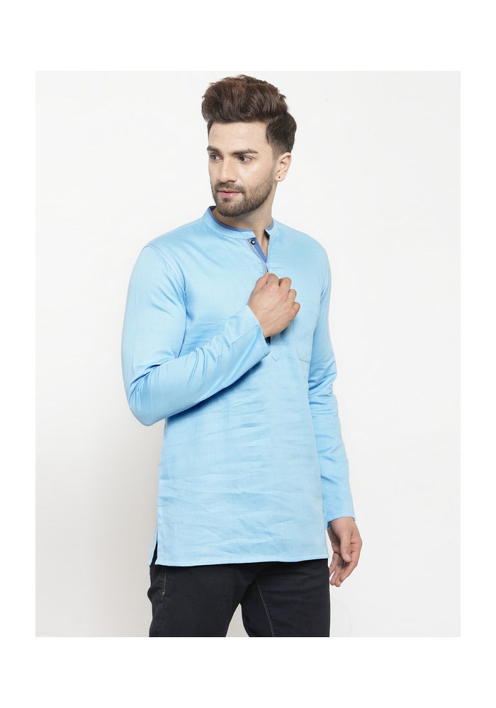 ARCHATTIRE Men's Sky Blue Full Sleeve Kurta for Men - Image 2
