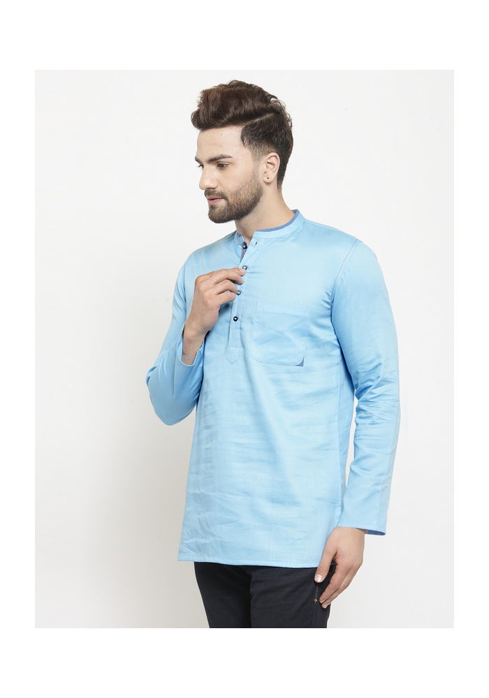 ARCHATTIRE Men's Sky Blue Full Sleeve Kurta for Men - Image 3