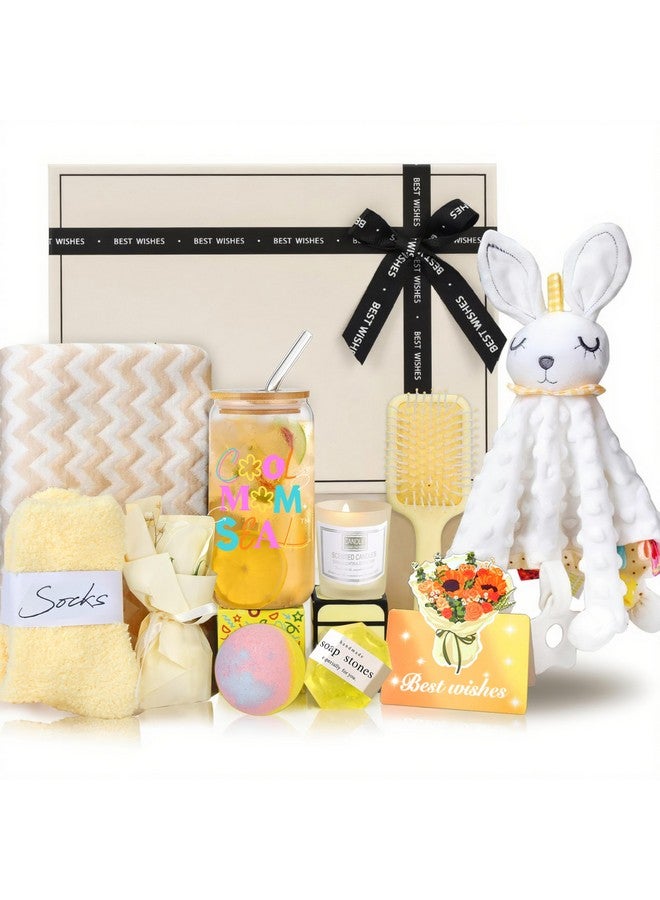 Sysmie New Mom Gift Box Set - 11PCS Unisex Luxury Spa & Baby Essentials in Elegant Box | Bunny Lovey, Changing Pad, Socks - Baby Shower & Postpartum Care Package for Expecting Moms - Image 1