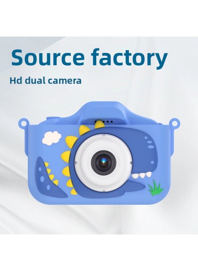 Tyrannosaurus Rex Children's Camera HD Cartoon Video Small SLR Mini Toy Camera Gift Birthday Gift-Color:X13s Tyrannosaurus Hd Dual Camera (blue Without Memory Card)  - Image 2
