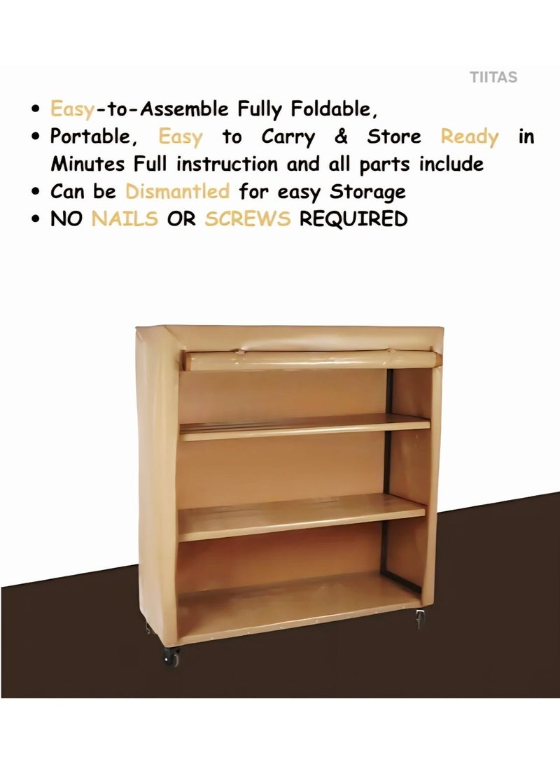 TIITAS Portable Folding Storage Cupboard – Durable High-Quality Material, Large Capacity Wardrobe Organizer 150x150x70cm for Home, Bedroom , Office & Outdoor - Image 5