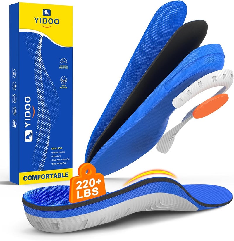 220+lbs Plantar Fasciitis High Arch Support Insoles Men Women-Orthotics Shoe Inserts Flat Feet Pain Relief,Work Sneakers Shoe Insoles -Standing All Day Heavy Duty Support,XS (M 5-6.5/WM 6-7.5)