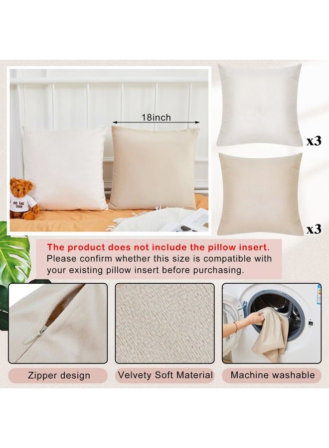 Berlune 6 Pcs Velvet Throw Pillow Covers 18" x 18" Decorative Cushion Cases Soft Pillowcase for Picnic Coquette Party Accessories Bedroom Living Room Decor, No Inserts (Morandi Color) - Image 2