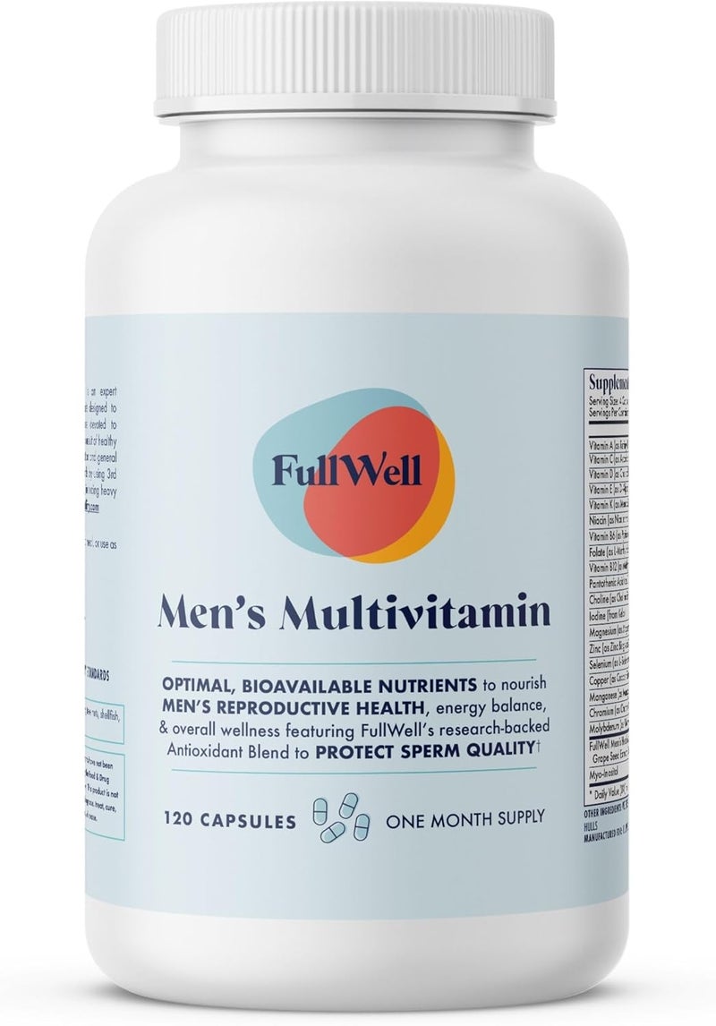 FullWell Mens Daily Multivitamin with Vitamin D Antioxidants Choline and B Vitamins for Optimal Sperm Quality Hormone Health and Overall Male Fertility 3rd Party Tested 30 Servings - Image 1
