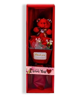 Home Smart Home Smart Bear Toy and Faux Rose Mini Bouquet and Gift Box for Girls Wife and Couples on Valentine day Birthday and Anniversary Gift  - Image 1