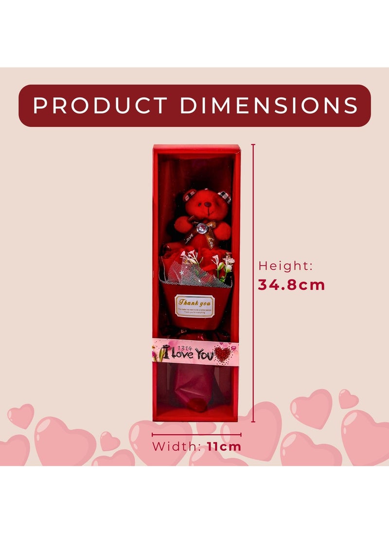 Home Smart Home Smart Bear Toy and Faux Rose Mini Bouquet and Gift Box for Girls Wife and Couples on Valentine day Birthday and Anniversary Gift  - Image 2
