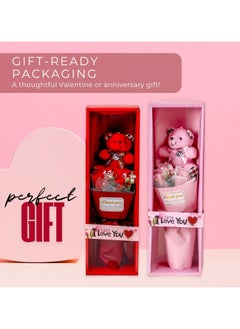 Home Smart Home Smart Bear Toy and Faux Rose Mini Bouquet and Gift Box for Girls Wife and Couples on Valentine day Birthday and Anniversary Gift  - Image 3