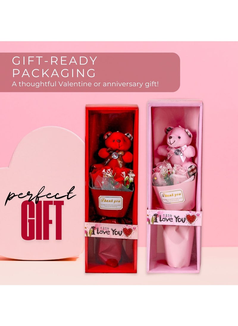Home Smart Home Smart Bear Toy and Faux Rose Mini Bouquet and Gift Box for Girls Wife and Couples on Valentine day Birthday and Anniversary Gift  - Image 3