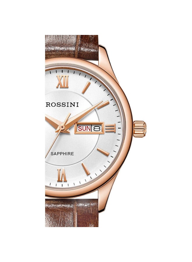 ROSSINI Women'S Watch, New Year Gift, Student Ladies Watch, Quartz Watch, White Dial, Calendar, Leather Strap, Domestic Watch 618574 - Image 1