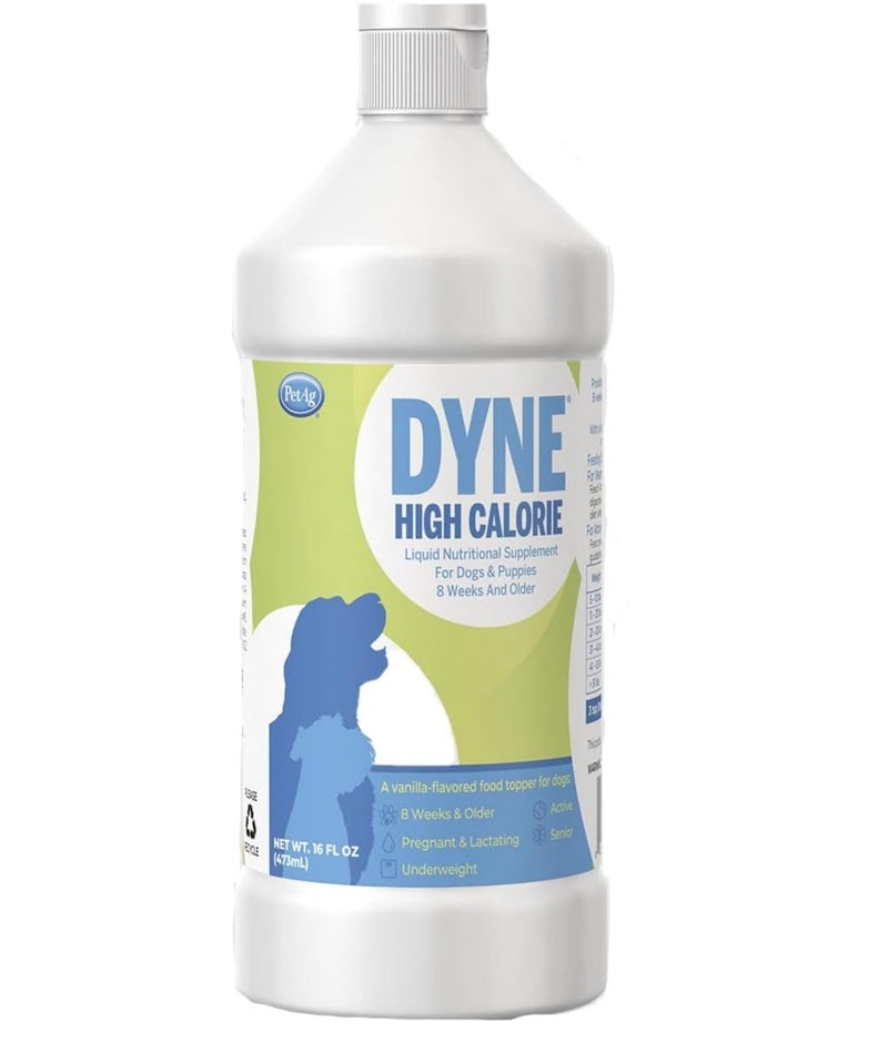 Dyne Pet-Ag High Calorie Liquid Nutritional Supplement for Dogs & Puppies 8 Weeks and Older - 16 oz - Supports Performance and Endurance - Sweet Vanilla Flavor - Image 1