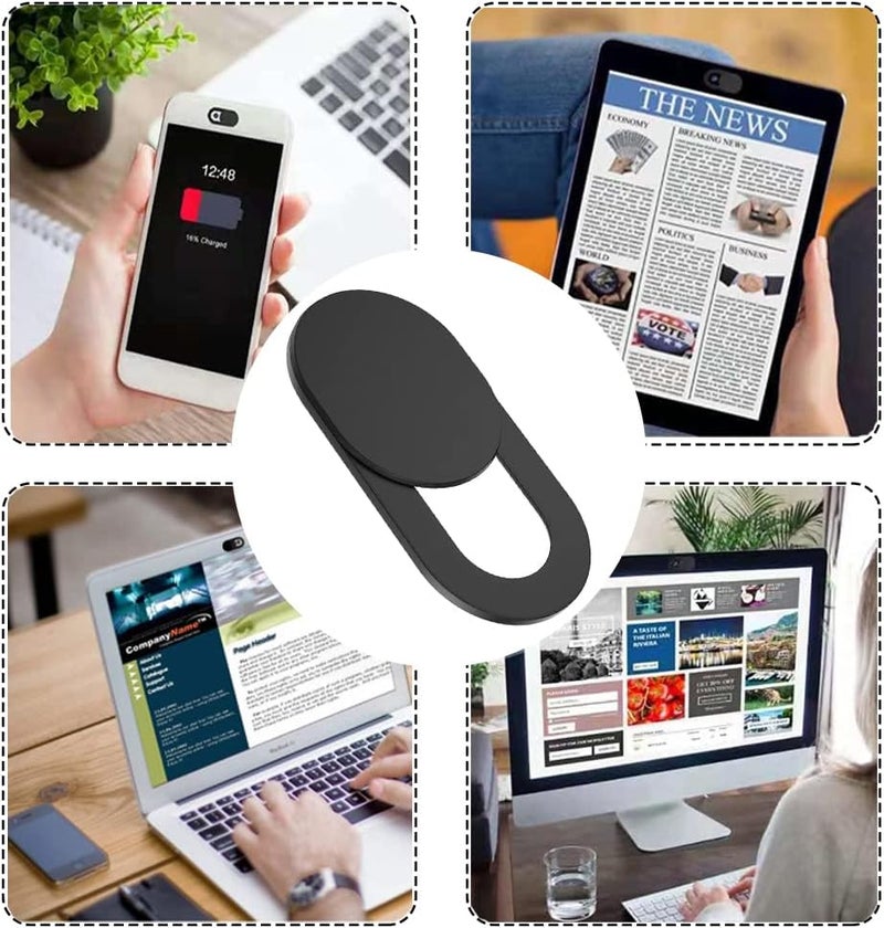 Eyech 50 قطعة غطاء كاميرا الكمبيوتر منزلق غطاء ويب كامر بلوكر منزلق نحيف 0027 بوصة لجهاز ماك بوك برو آي ماك لابتوب بي سي آي باد برو أسود - Image 2