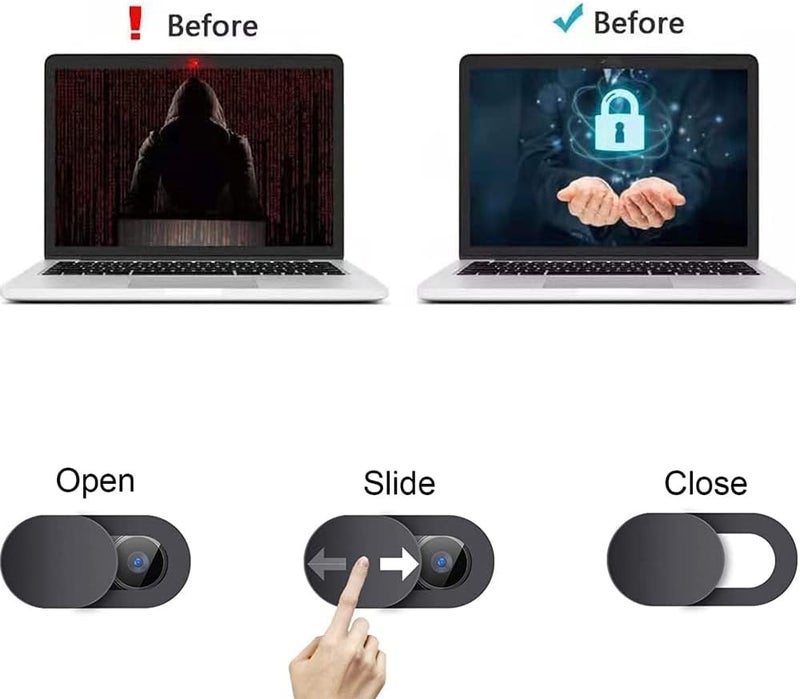 Eyech 50 قطعة غطاء كاميرا الكمبيوتر منزلق غطاء ويب كامر بلوكر منزلق نحيف 0027 بوصة لجهاز ماك بوك برو آي ماك لابتوب بي سي آي باد برو أسود - Image 3