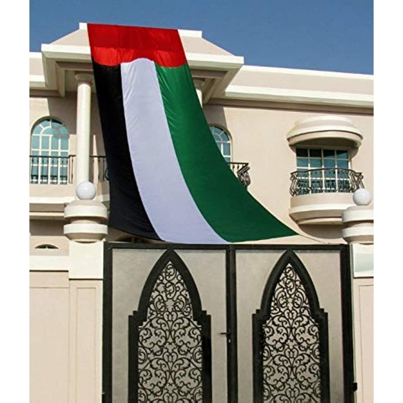 SKT UAE National Flag 1.5 x 5 M Outdoor Use Heavy-Duty Polyester Vibrant Colors Fade-Resistant Official Size - Image 1