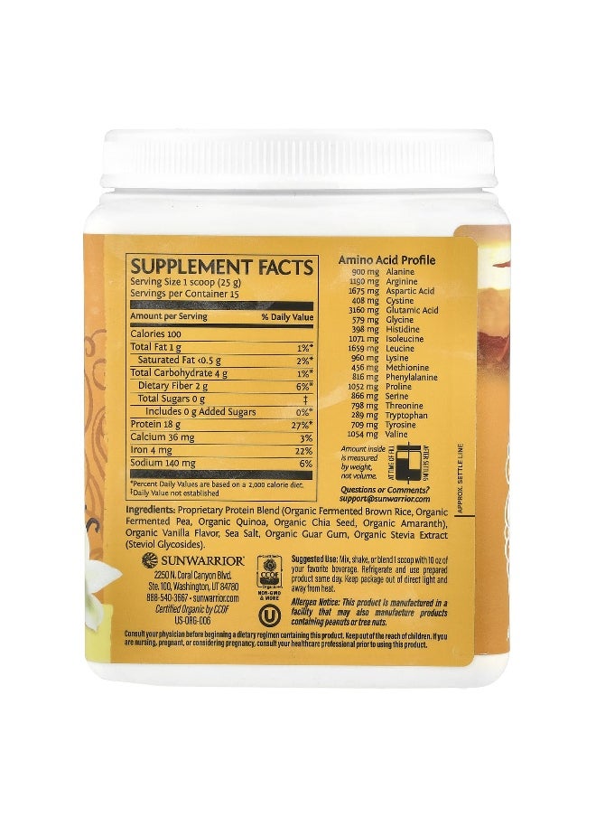 Sunwarrior Sunwarrior, Classic Plus Protein, Vanilla, 13.2 oz (375 g)  - Image 2