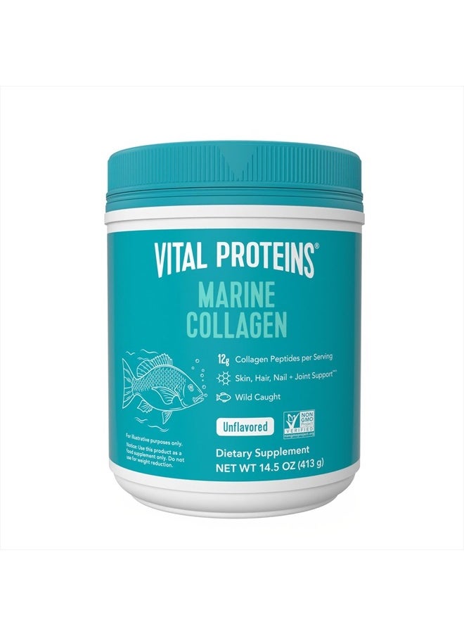 Vital Proteins - Marine Collagen Peptides Powder Supplement for Skin Hair Nail Joint - Hydrolyzed Collagen - 12g per Serving - 14.5oz Canister - Image 1