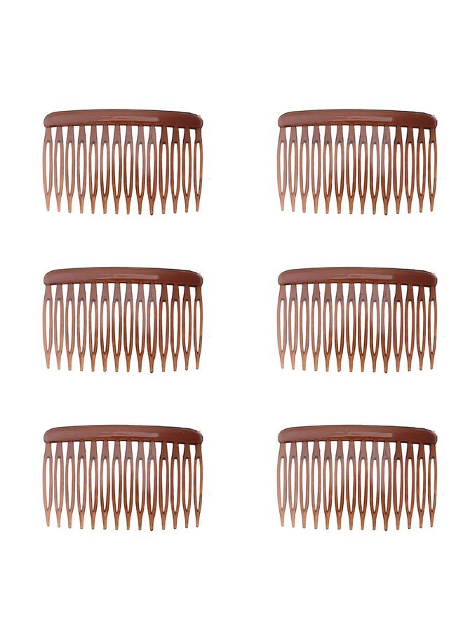 Ruwado 6 Pcs 14 Teeth Hair Side Comb Twist French Vintage Style Hair Clips Pins Accessories Supplies For Women Girls Bridal Wedding Veil Fine Long Curly Hair (Dark Brown) - Image 1